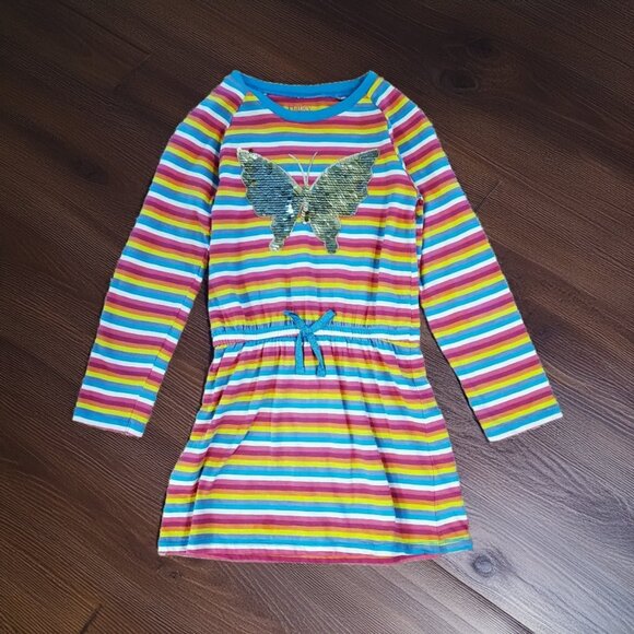 Hatley Striped Butterfly Dress Size 7 - Picture 1 of 5